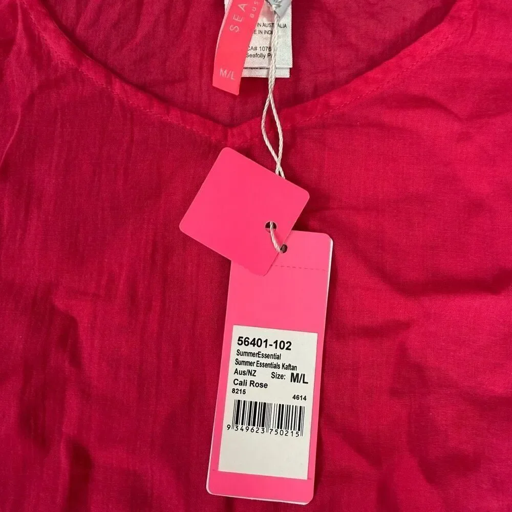 SEAFOLLY girls 100% cotton CERISE BEACH COVER-UP - SIZE M/L (5-7) NWT